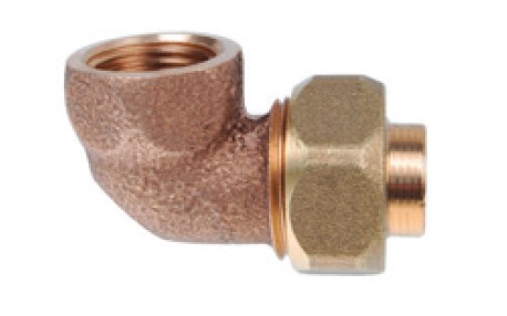 Kirchhoff Haakschroefkoppeling van rood messing 90°, blank, 15 mm x 1/2""IT, conische afdichting, 1 socket (4096g) - 989225055
