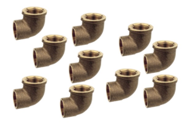 Kirchhoff Roodmessing overgangshoek 90° blank 15 mm x 1 2"IT 1 socket (4090g) (10x) 989231060