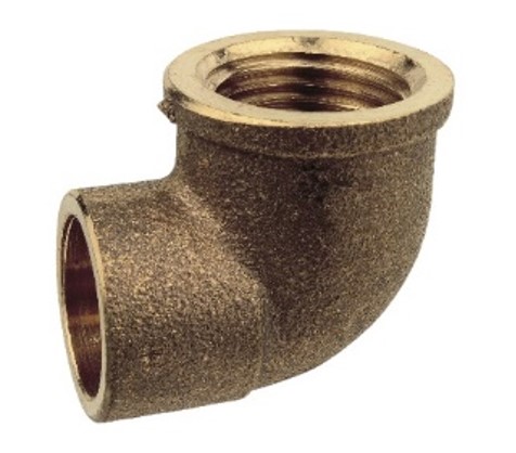 Kirchhoff Roodmessing overgangshoek 90° blank 22 mm x 3 4"IT 1 socket (4090g) 989233055