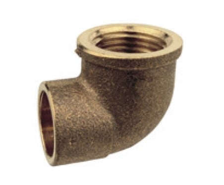 Kirchhoff Overgangshoek van rood messing 90° blank 12 mm x 1 2"IT 1 socket (4090g) 989235017