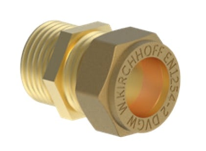 Kirchhoff Messing overgangsstuk blank 15 mm x 3 8"ET klemkoppeling voor koperen buis 989457317