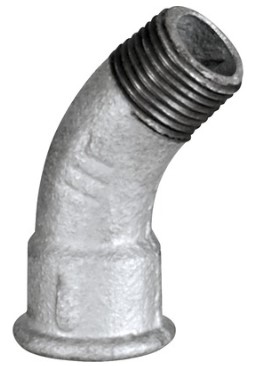 Kirchhoff Bocht van smeedbaar ijzer 45° verzinkt 1 2"H x 1 2"ET (40) 989691055