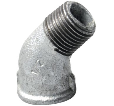 Kirchhoff Smeedbaar ijzeren bocht 45° verzinkt 1 2"H x 1 2"ET (121) 989728055