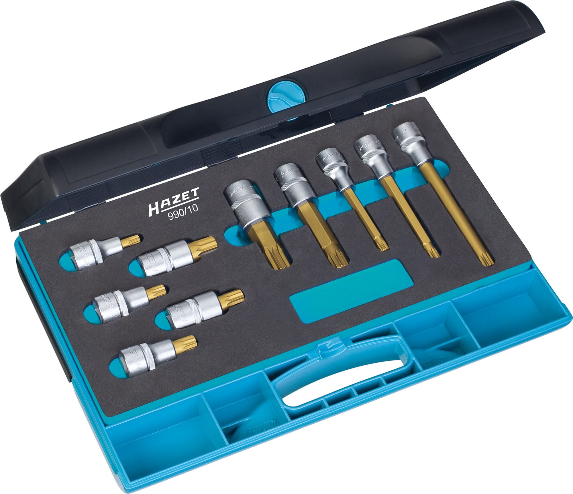 HAZET Dopsleutelbitset 990/10 - 1/2 inch (12,5 mm) vierkant hol - Binnenveeltandprofiel XZN - 10-delig - M8 - M18