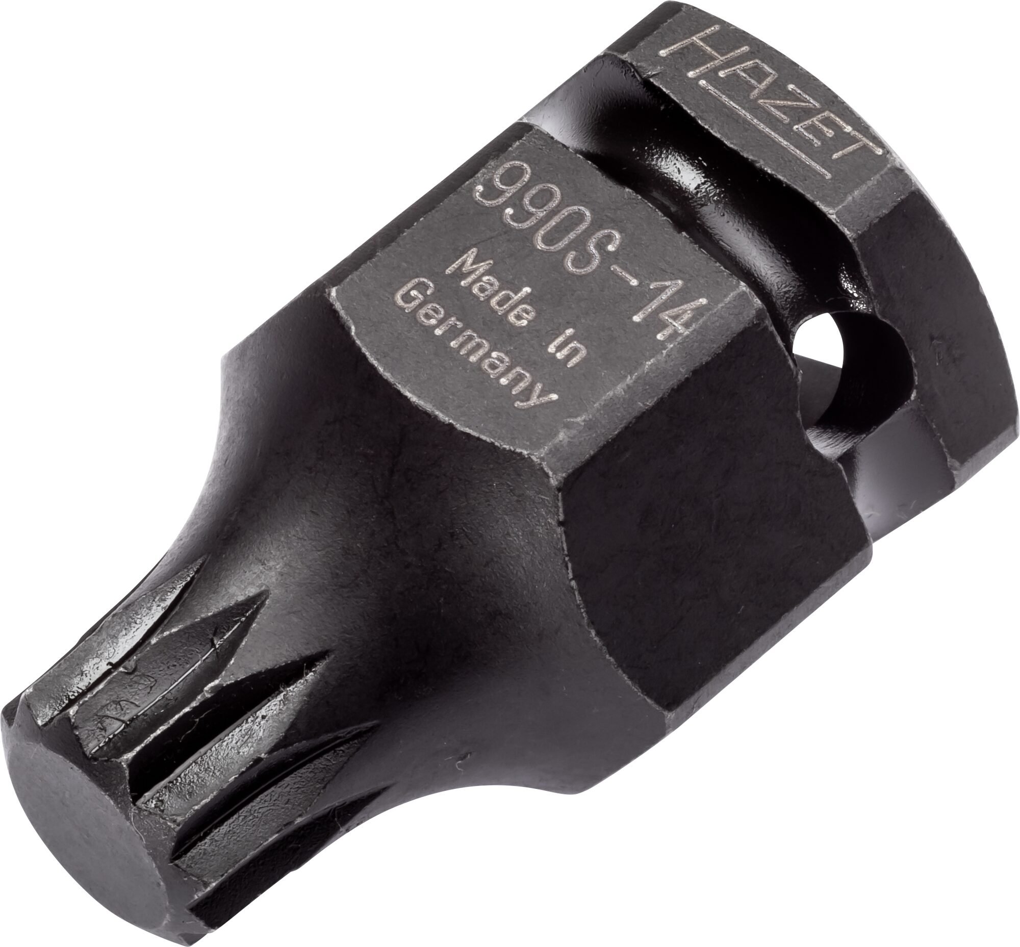 HAZET Krachtdopsleutelbit 990S-14 · 1/2 inch (12,5 mm) vierkant hol, 24 mm buitenzeskant · Binnenveeltandprofiel XZN · SW M14