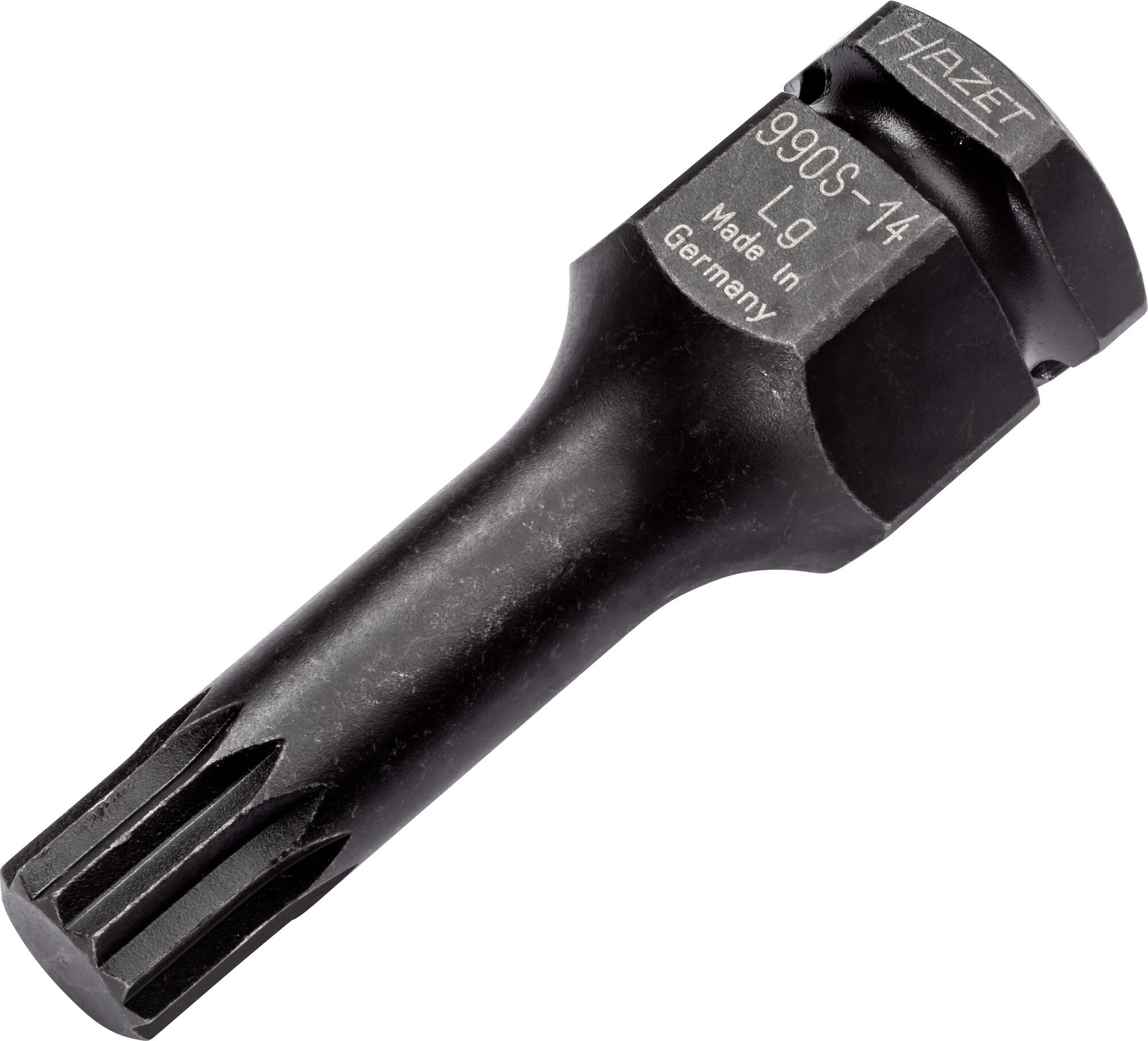 HAZET Krachtdopsleutelbit 990S-14LG · 1/2 inch (12,5 mm) vierkant hol, 24 mm buitenzeskant · Binnenveeltandprofiel XZN · SW M14