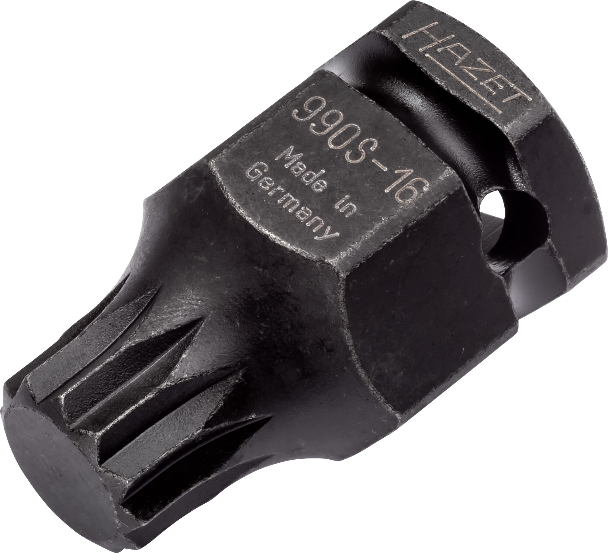 HAZET Krachtdopsleutelbit 990S-16 · 1/2 inch (12,5 mm) vierkant hol, 24 mm buitenzeskant · Binnenveeltandprofiel XZN · SW M16