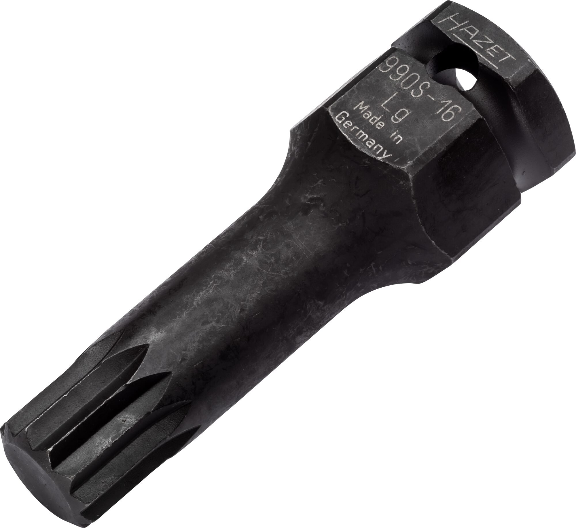HAZET Krachtdopsleutelbit 990S-16LG · 1/2 inch (12,5 mm) vierkant hol, 24 mm buitenzeskant · Binnenveeltandprofiel XZN · SW M16