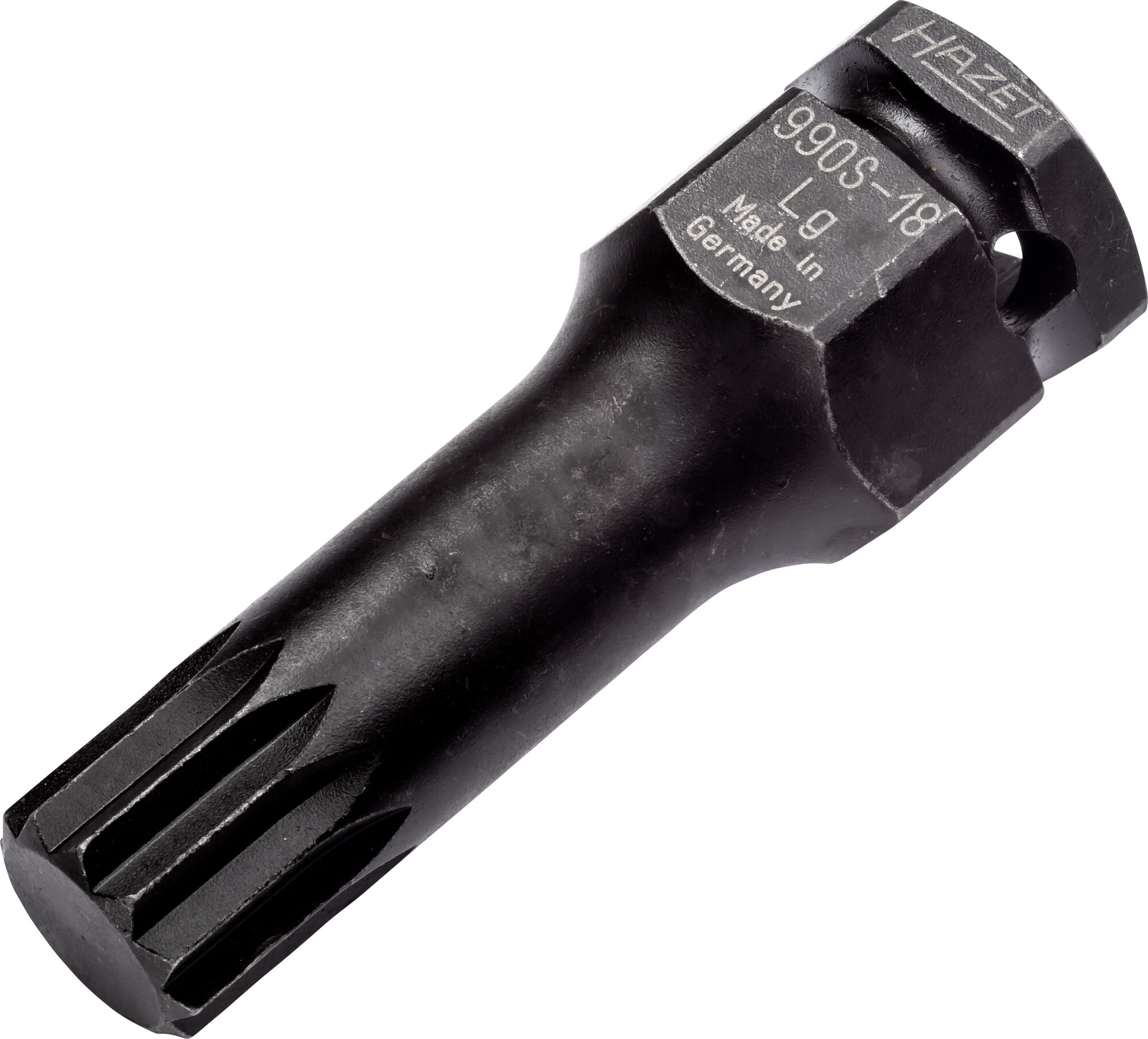 HAZET Krachtdopsleutelbit 990S-18LG · 1/2 inch (12,5 mm) vierkant hol, 24 mm buitenzeskant · Binnenveeltandprofiel XZN · SW M18