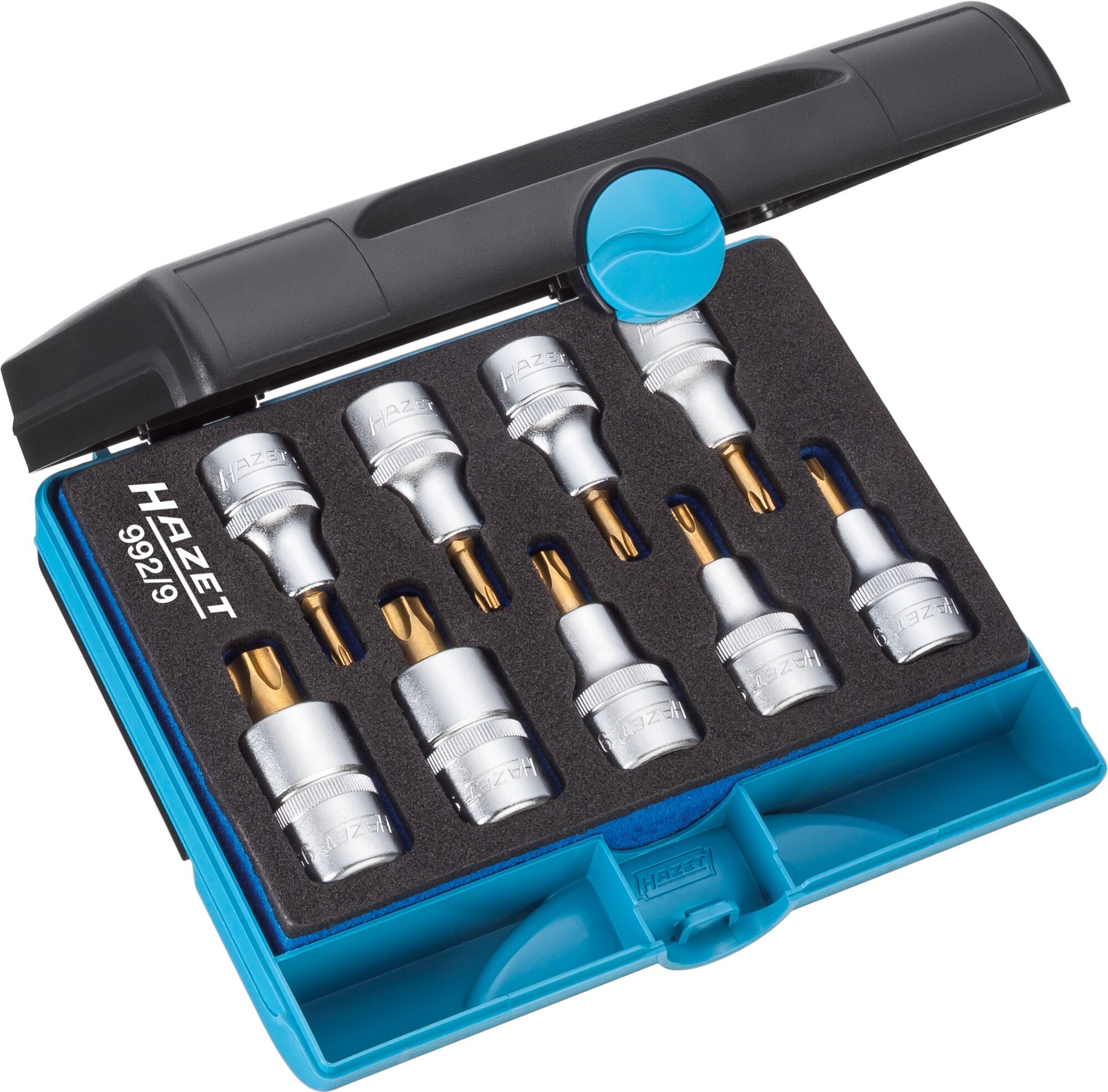 HAZET Dopsleutelbitset 992/9 - 1/2 inch (12,5 mm) vierkant hol - Binnen-TORX®-profiel - 9-delig - T20 - T60