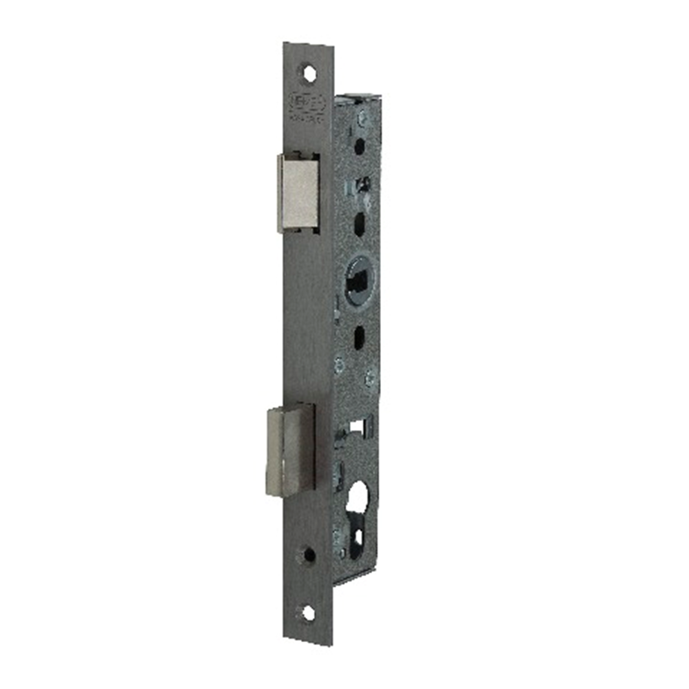 Nemef 9600 Deurslot | DM25mm | PC 92mm | krukgat 8mm | voorplaat RVS 24x245mm rechthoekig | zamac vernikkelde dag- en nachtschoot | DR 1+3/2+4 -