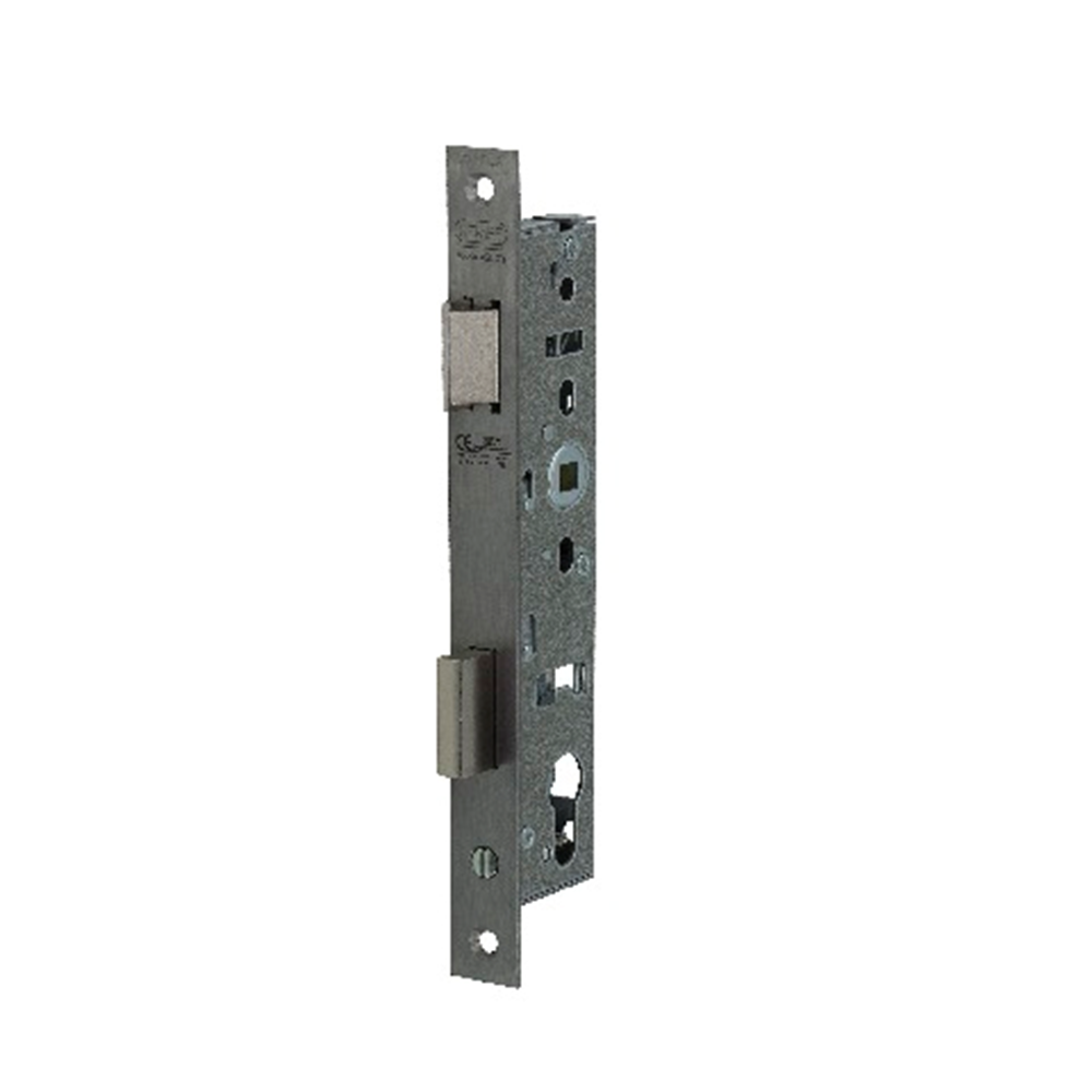 Nemef 9670 B Paniekdeurslot | DM30mm | PC92mm | gedeelde krukgat 8mm | voorplaat RVS 24x245mm rechthoekig | zamac vernikkelde dag- en nachtschoot | DR