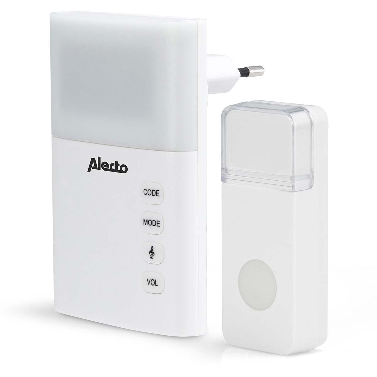 Alecto Plug-in Draadloze Deurbel Set 220V 36 Melodieën LED-Indicator Wit ADB-19