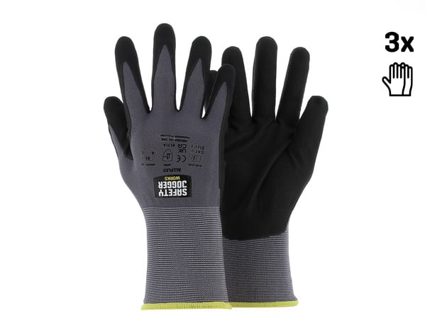 Safety Jogger Veiligheidshandschoenen met maximale beweeglijkheid | 3 Stuks | Zwart | Maat 9 - SW0306009