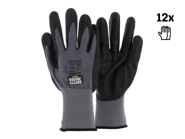 Safety Jogger Veiligheidshandschoenen met maximale beweeglijkheid en gevoeligheid | 12 Stuks | Zwart | Maat 11 - SW9800110
