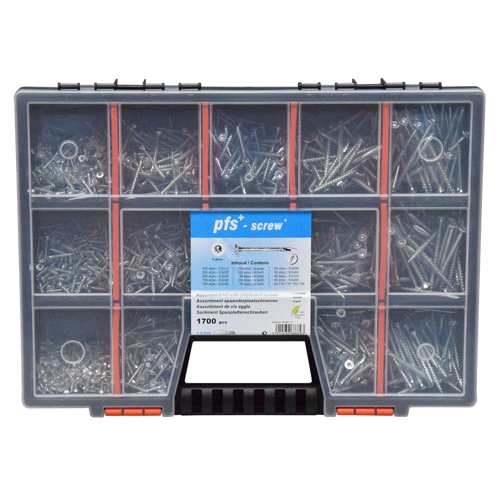 pgb-Europe PGB-FASTENERS | Assortimentsdoos met schroeven 1700 dlg PWVTV - ASS014001170002