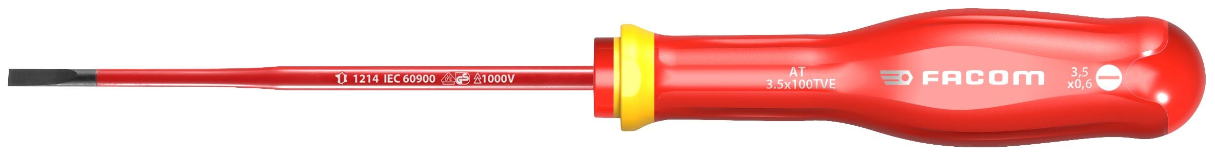 Facom Schroevendraaier Protwist Sleuf 3.5X100 Geïsoleerd 1000V-Slim - AT3.5X100TVE - AT3.5X100TVE