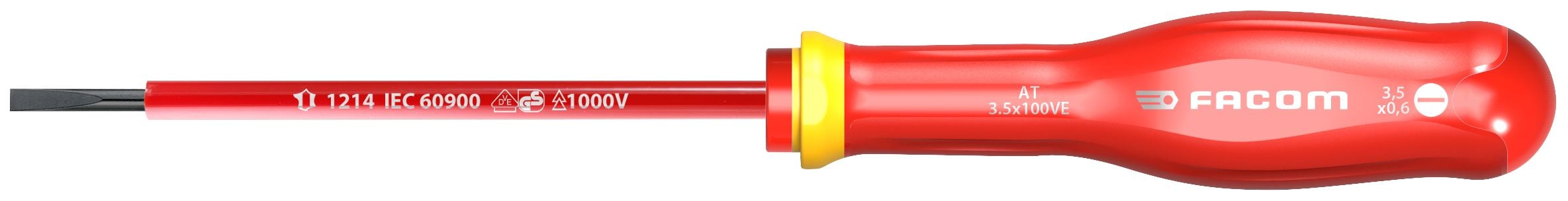 Facom Schroevendraaier Protwist Sleuf 3.5X100 Geïsoleerd 1000V - AT3.5X100VE - AT3.5X100VE
