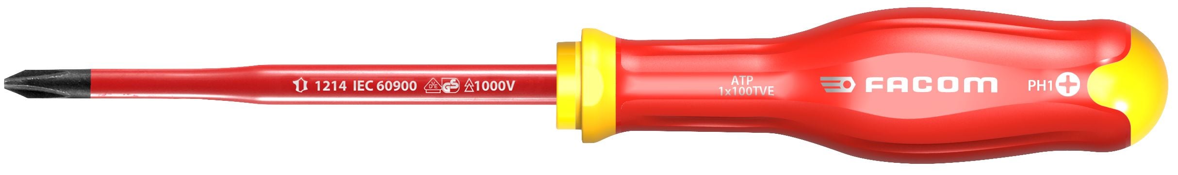 Facom Schroevendraaier Protwist Ph1X100 Geïsoleerd 1000V-Slim - ATP1X100TVE - ATP1X100TVE