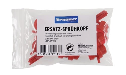 Promat Reserve-sproeikop | per 12 sproeikoppen en buisje (150 mm) | kunststof zak - 4000354000 4000354000