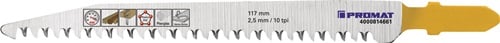 Promat Decoupeerzaagblad | totale lengte 117 mm | tandverdeling 2,5 mm | HCS | 5 stuks / kaart - 4000814661 - 4000814661