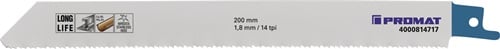 Promat Reciprozaagblad | lengte 200 mm breedte 19 mm | tandverdeling TPI 14 1,8 mm | gefreesd, golvend | 5 stuks / kaart - 4000814717 4000814717