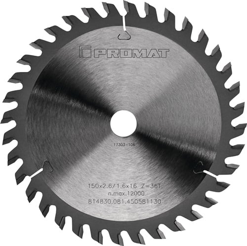 Promat Precisie-cirkelzaagblad | buiten-d. 190 mm aantal tanden 30 WZ | gat 30 mm snijbreedte 2,8 mm | hardmetaal - 4000814866 4000814866