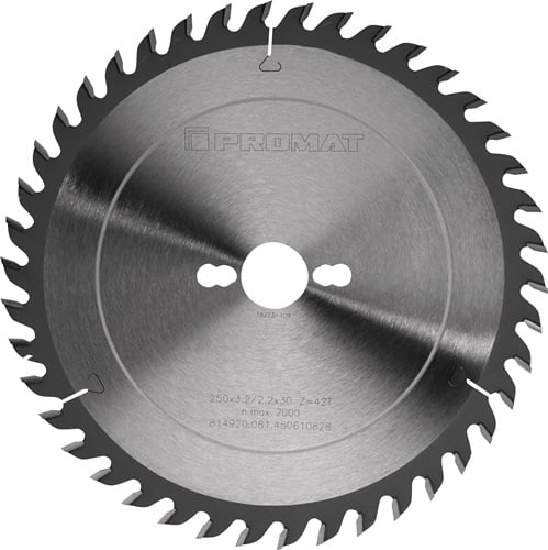 Promat Precisie-cirkelzaagblad | buiten-d. 250 mm aantal tanden 42 WZ | gat 30 mm snijbreedte 3,2 mm | hardmetaal - 4000814920 4000814920
