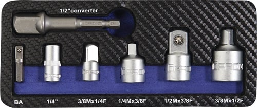 Promat Verloopstukkenset | 7-delig | 1/4-1/2 inch incl. machineadapter - 4000821196 - 4000821196