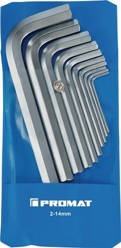 Promat Haakse schroevendraaierset | 10-delig kunststof etui | SW 2-14 mm | kort S2-staal - 4000825100 4000825100