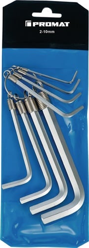 Promat Haakse schroevendraaierset | 8-delig kunststof etui | SW 2-10 mm | kort op ring S2-staal - 4000825102 4000825102