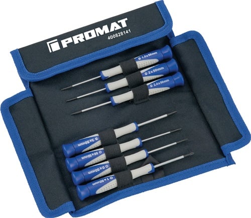 Promat Set precisieschroevendraaiers | met centreerkop | 7 delig | sleuf / PH - 4000828141 - 4000828141