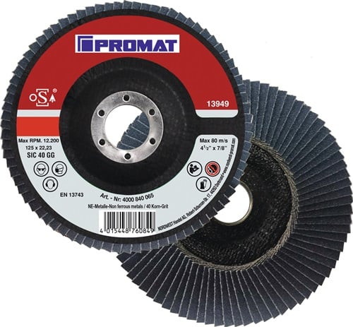 Promat Lamellenslijpschijf | d. 125 mm korreling 40 conisch | aluminium siliciumcarbide - 4000840065 4000840065
