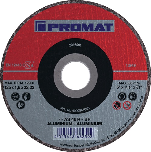 Promat Doorslijpschijf | D125x1,6mm recht | aluminium | gat 22,23 mm - 4000841048 4000841048