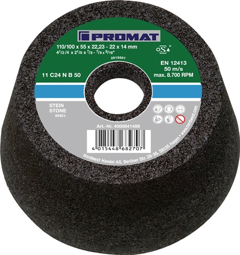 Promat Slijpkom | C16N | 110/100 mm | natuur- en kunststeen, gietstaal 16 | gat 22,23 mm - 4000841498 4000841498