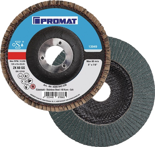 Promat Lamellenslijpschijf | Ø 125 mm korreling 60 plat | RVS Zirkonium - 4000843536 4000843536