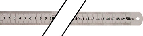 Promat Stalen liniaal | lengte 500 mm | staal | verdeling B = mm/1/2 mm - 4000858800 4000858800