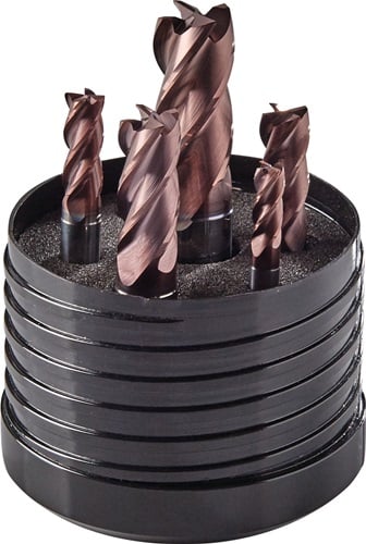 Promat Schachtfrees-set | DIN 6527 L | d. 6/8/10/12/16 mm snedeaantal 4 | VHM TiAIN | 5-delig kunststofbox - 4000866361 4000866361