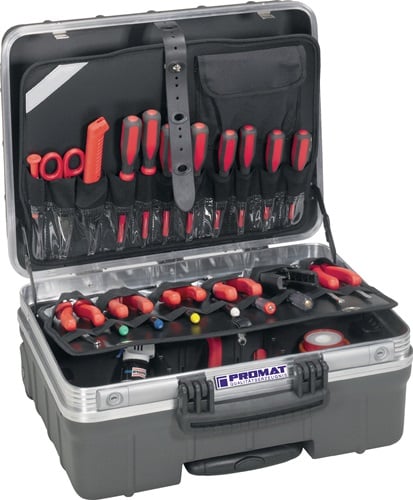 Promat Hardkunststof koffer | Trolleyversie | binnen-B465xD255xH352mm | HDPE-kunststof 42 l - 4000871743 4000871743