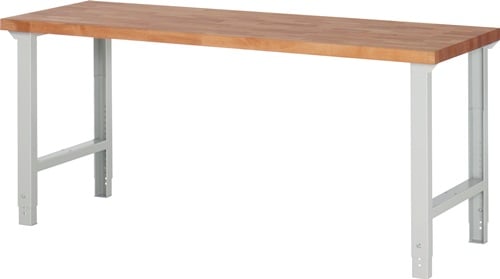 Promat Werkbank | serie BK 650 | B2000xD700xH790-1140mm beukenh. massief | lichtgrijs, RAL 7035 - 9000425514 9000425514