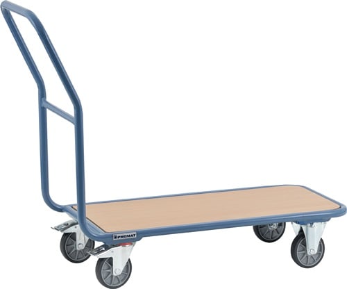 Promat Platformwagen | laadoppervlakken L850xB450 mm staalbuis | duifblauw, RAL 5014 drgverm. 250 kg | totale lengte 940 mm - 9000444130 9000444130