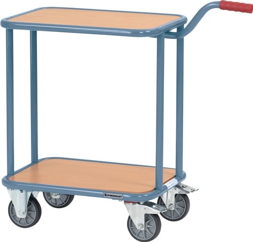 Promat Roller met handgreep | met handgreep | L600xB450mm 2 platen van spaanplaat | duifblauw, RAL 5014 | totaal | draagvermogen 250 kg - 9000444173