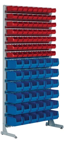 Promat Magazijnrek eenzijdig | H2010xB1010xD400mm | 63 x MK5 rood | 36 x MK4 blauw | lichtgrijs - 9000449150 9000449150