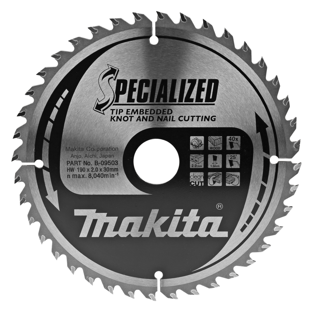 Makita Zaagblad | Tipe | 190x30x2,0 | 40T | 23 Graden - B-09503