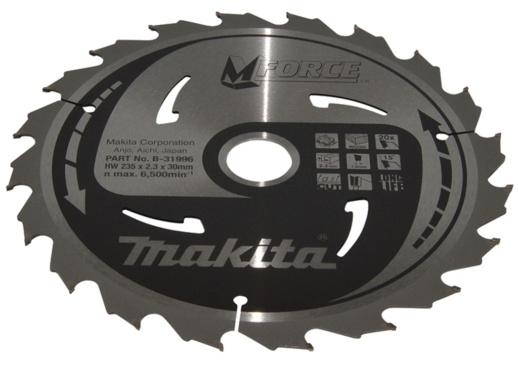 Makita Accessoires Cirkelzaagblad Hout Mforce 235x30x2,3 20T 15g - B-31996