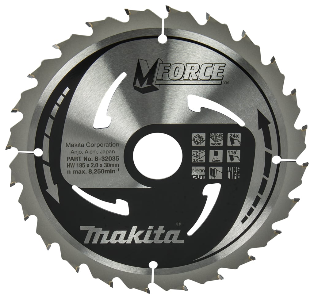 Makita Accessoires Cirkelzaagblad | Hout | Mforce | 185X30X2,0 24T15G - B-32035