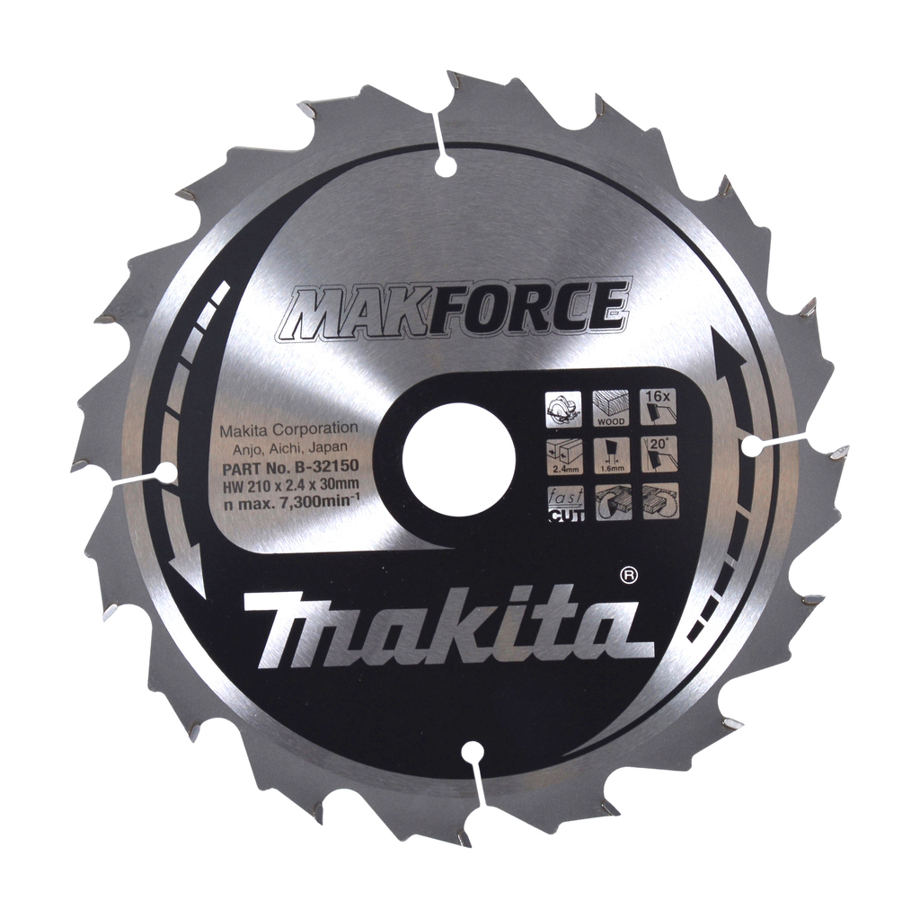 Makita Zaagblad | Hout | 210x30x2,4 | 16T | 20 Graden - B-32150
