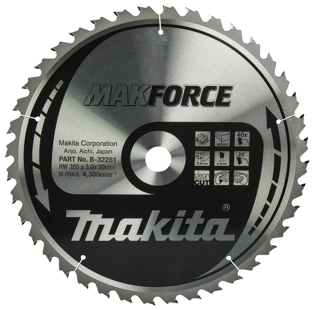 Makita Accessoires Cirkelzaagblad | Hout | 355X30X3,0 40T 20G - B-32281