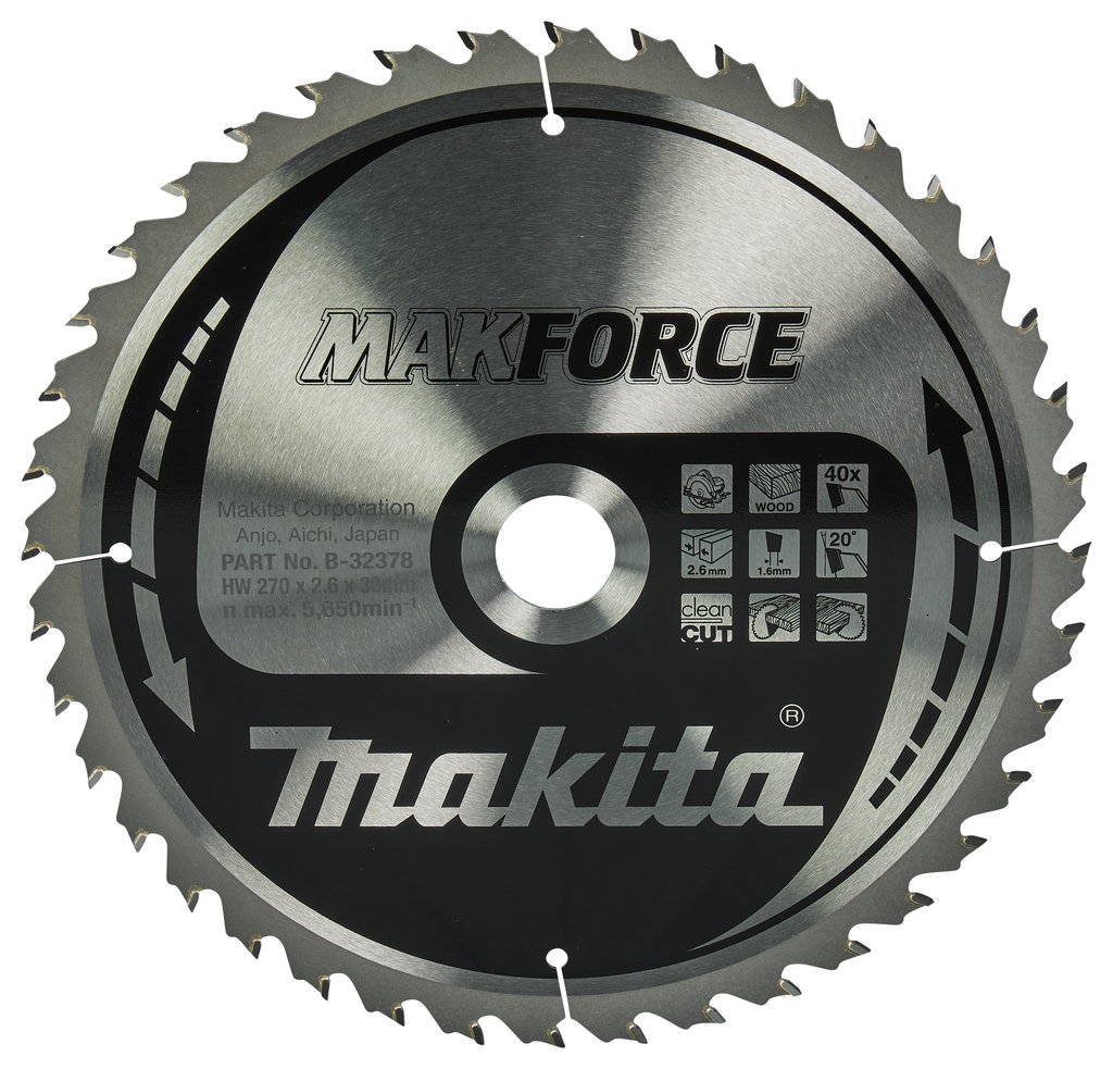 Makita Accessoires Cirkelzaagblad | Hout | 270X30X2,6 40T 20G - B-32378