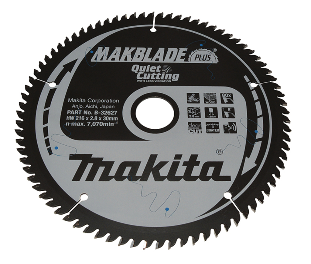 Makita Accessoires Afkortzaagblad Hout Makblade-Plus 216x30x2,8 80T 5g - B-32627